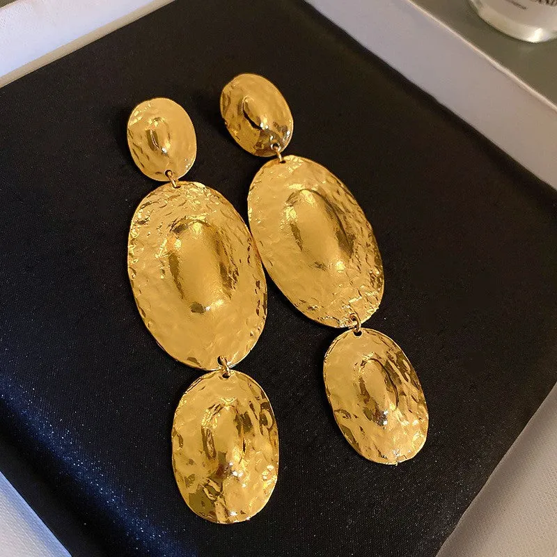 Geometric Statement Gold Plated Metal Drop Earrings Collection