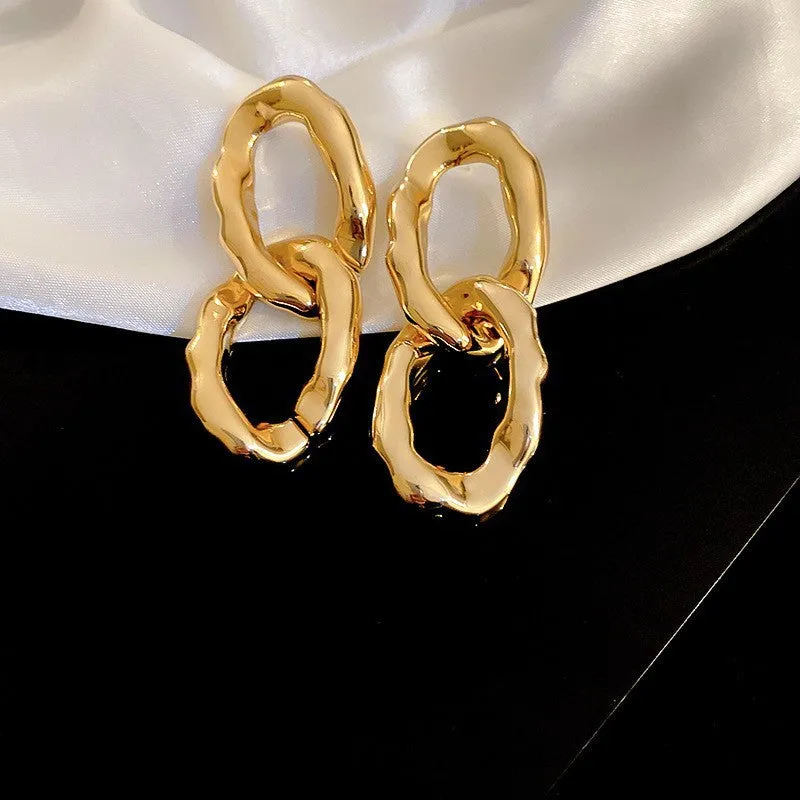 Geometric Statement Gold Plated Metal Drop Earrings Collection