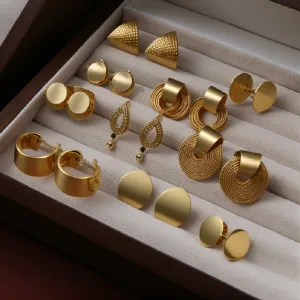 Geometric Statement Gold Plated Metal Drop Earrings Collection
