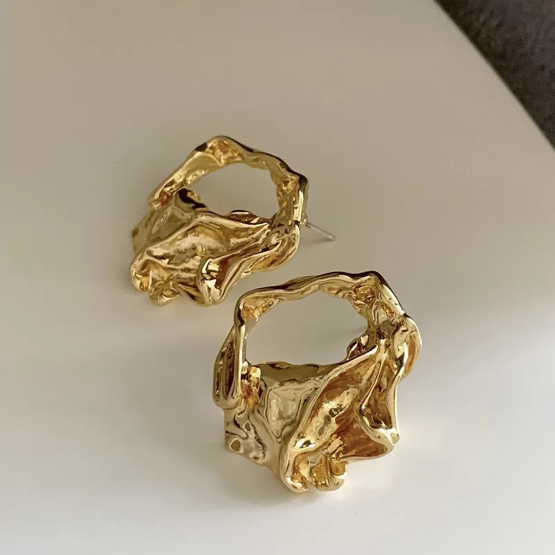 Geometric Statement Gold Plated Metal Drop Earrings Collection