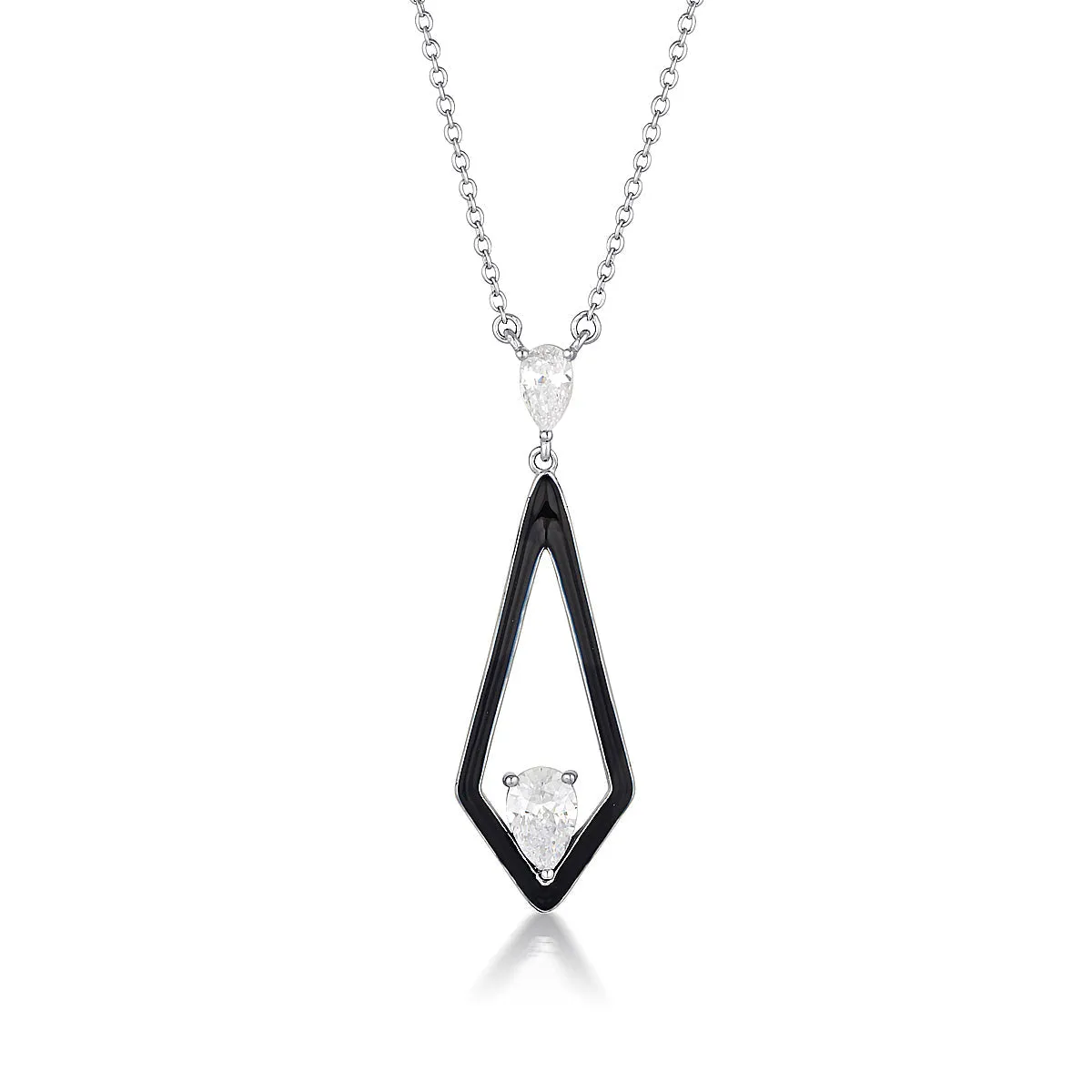 GEORGINI REFLECTION EVOKE PENDANT SILVER & BLACK ENAMEL