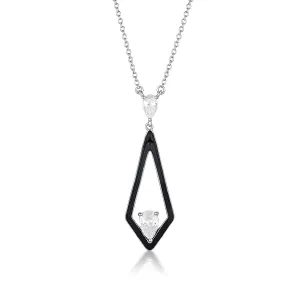 GEORGINI REFLECTION EVOKE PENDANT SILVER & BLACK ENAMEL