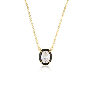 GEORGINI REFLECTION OVAL PENDANT GOLD & BLACK ENAMEL