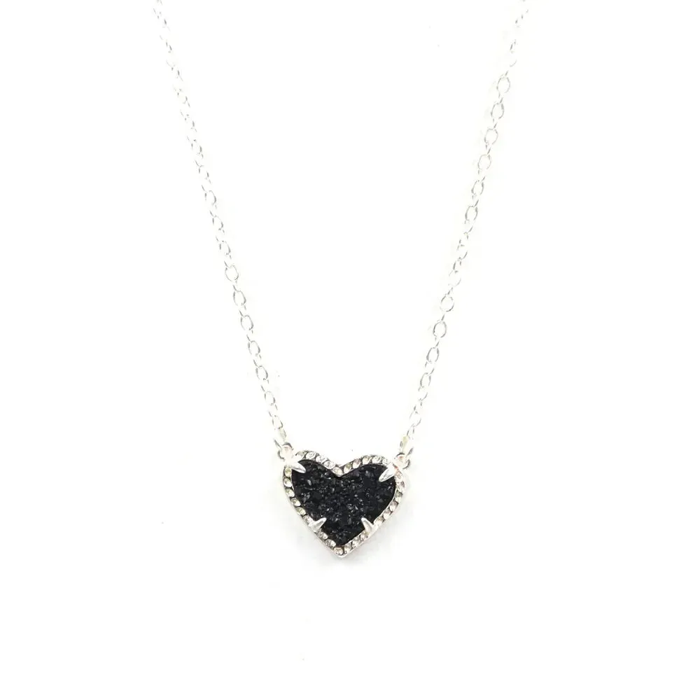 Gift Glitter Abalone Stone Small Heart Shaped 3D Resin Shell Mini Love Necklaces for Women Pendants
