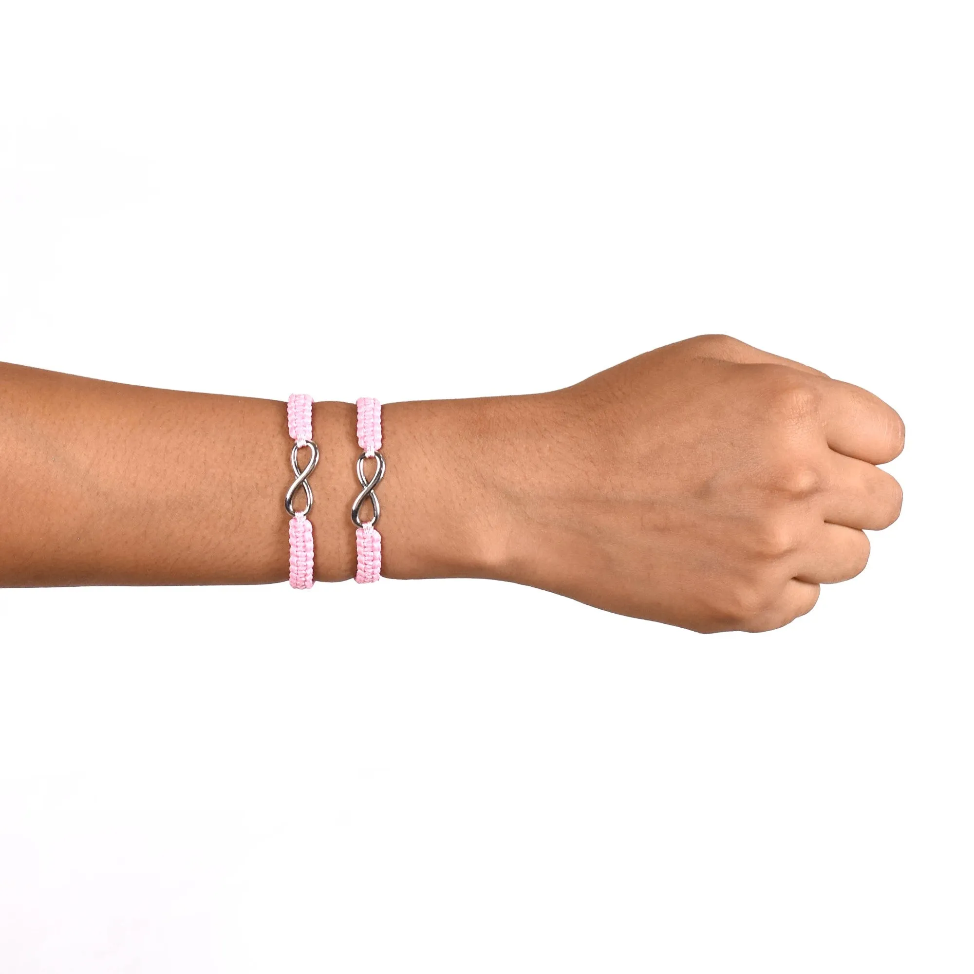 Girly Pink Infinity Bracelet Set Of 2