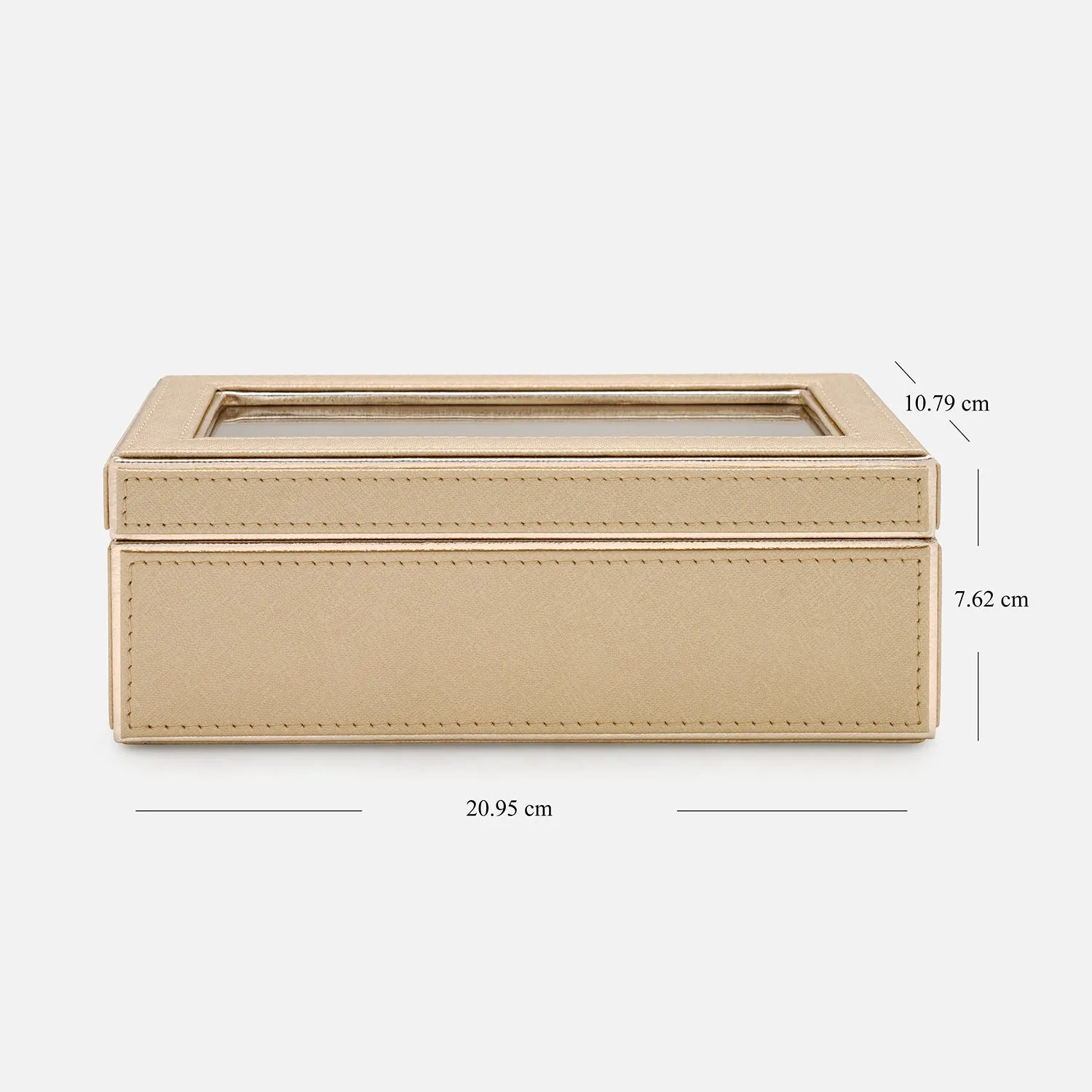 Gold 3 Compartment Faux Leather Watch Box