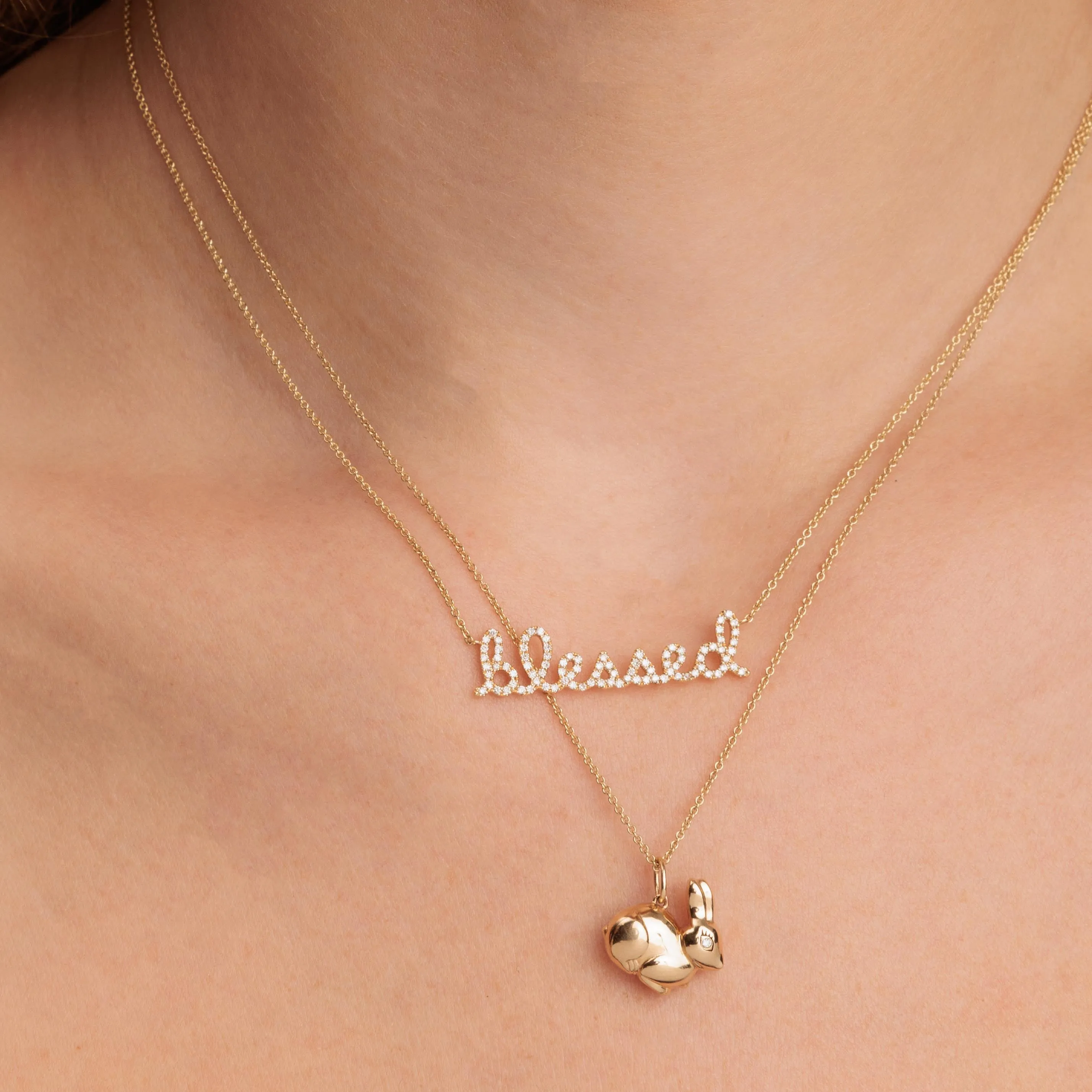 Gold & Diamond Bunny Charm