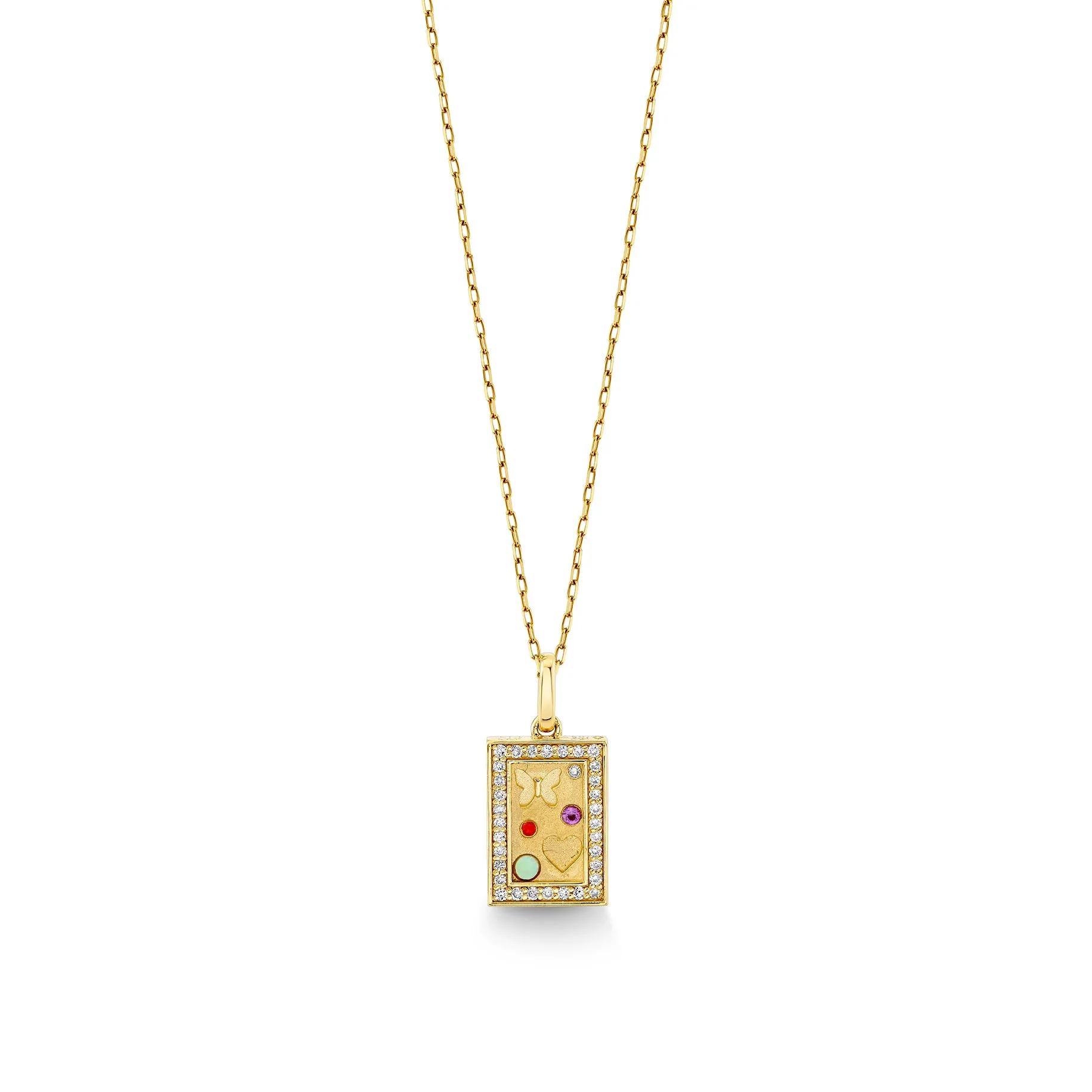 Gold & Diamond Iconography Rectangle Charm