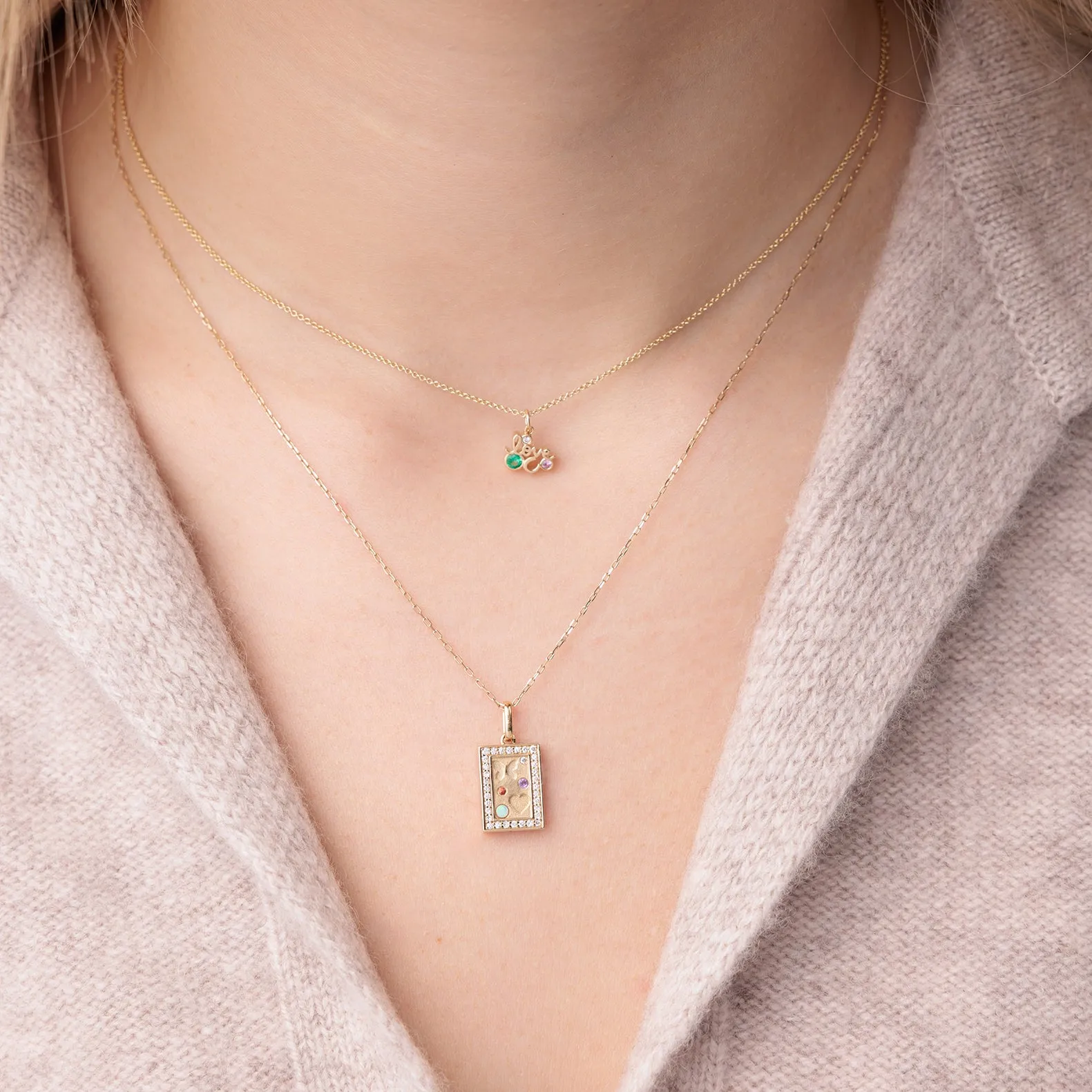 Gold & Diamond Iconography Rectangle Charm