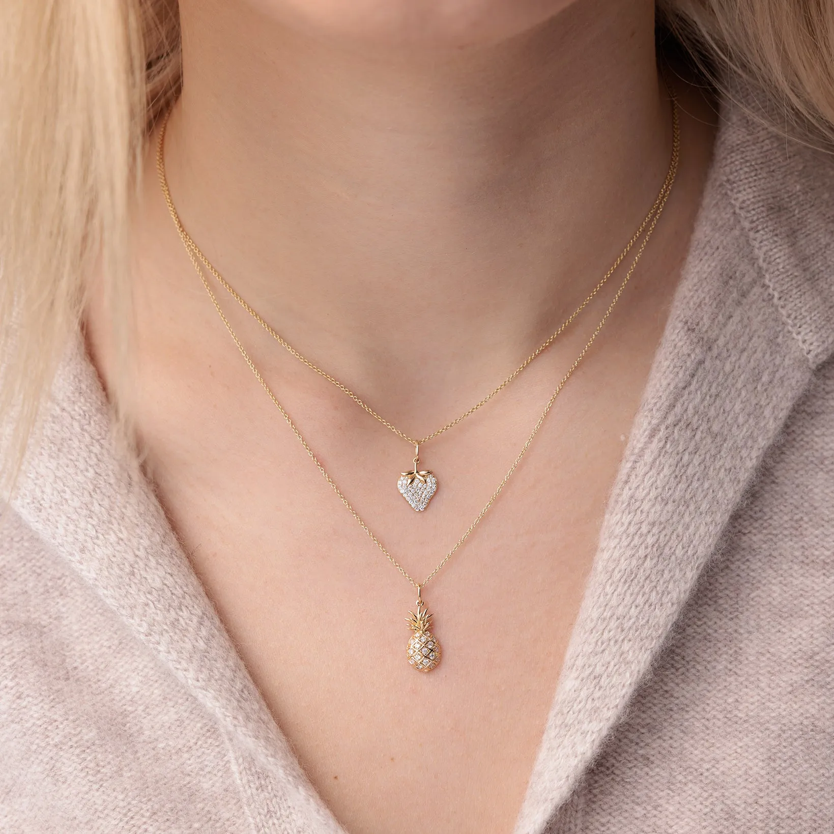 Gold & Diamond Large Pineapple Charm