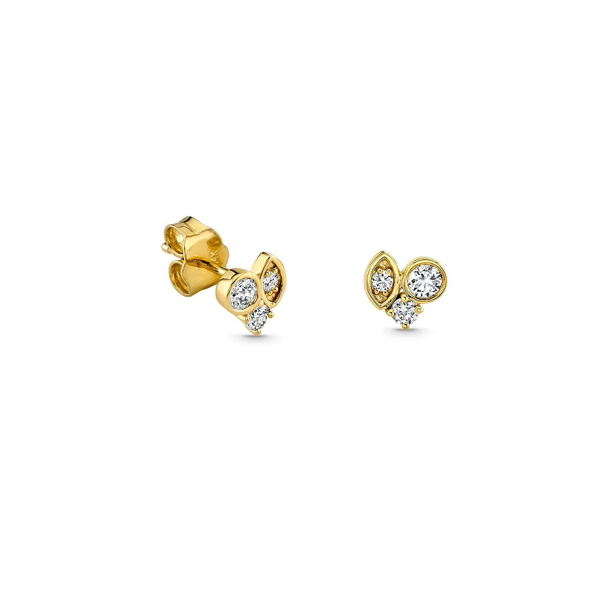 Gold & Diamond Marquise Eye Cluster Stud