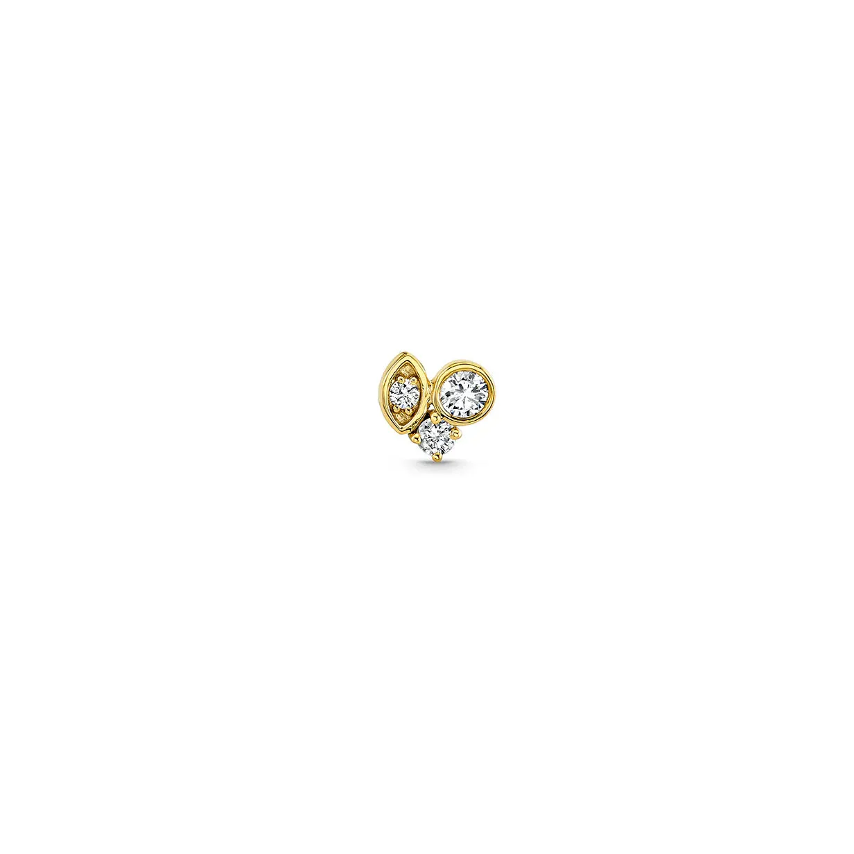 Gold & Diamond Marquise Eye Cluster Stud