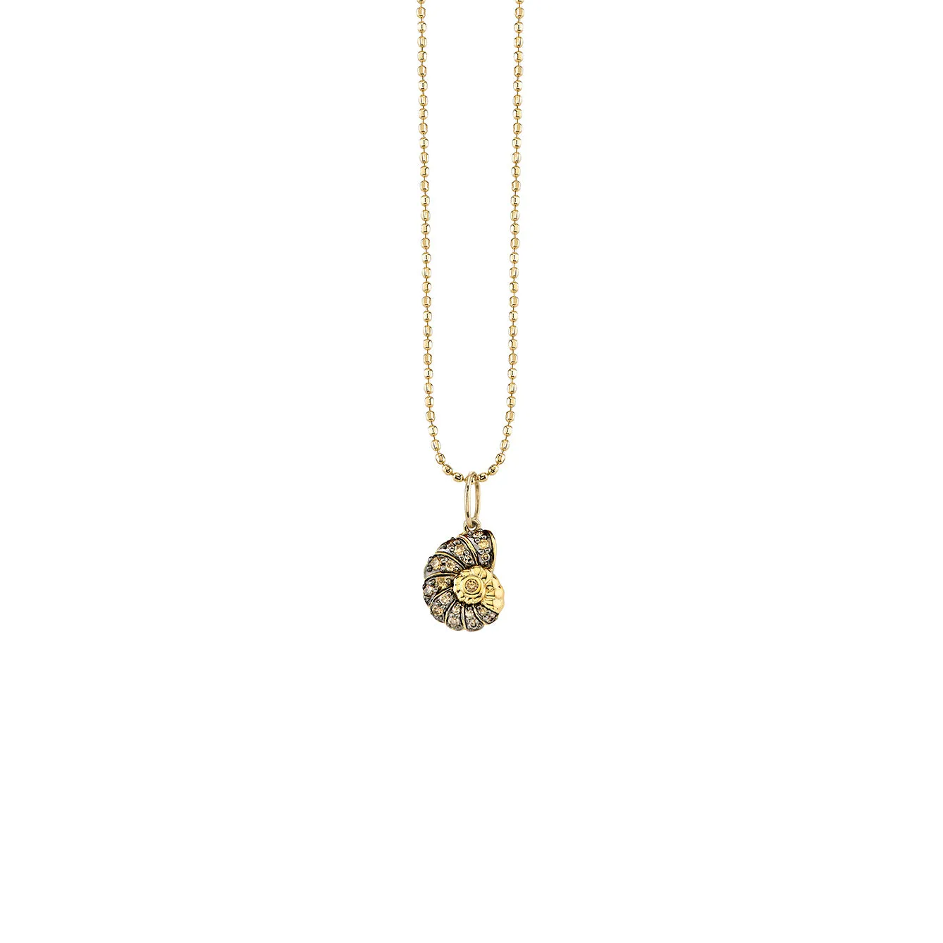 Gold & Diamond Nautilus Shell Charm