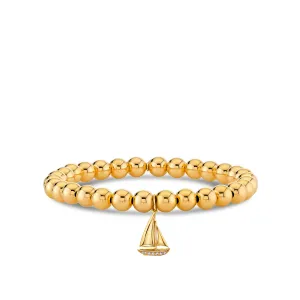 Gold & Diamond Sailboat on Gold Beads