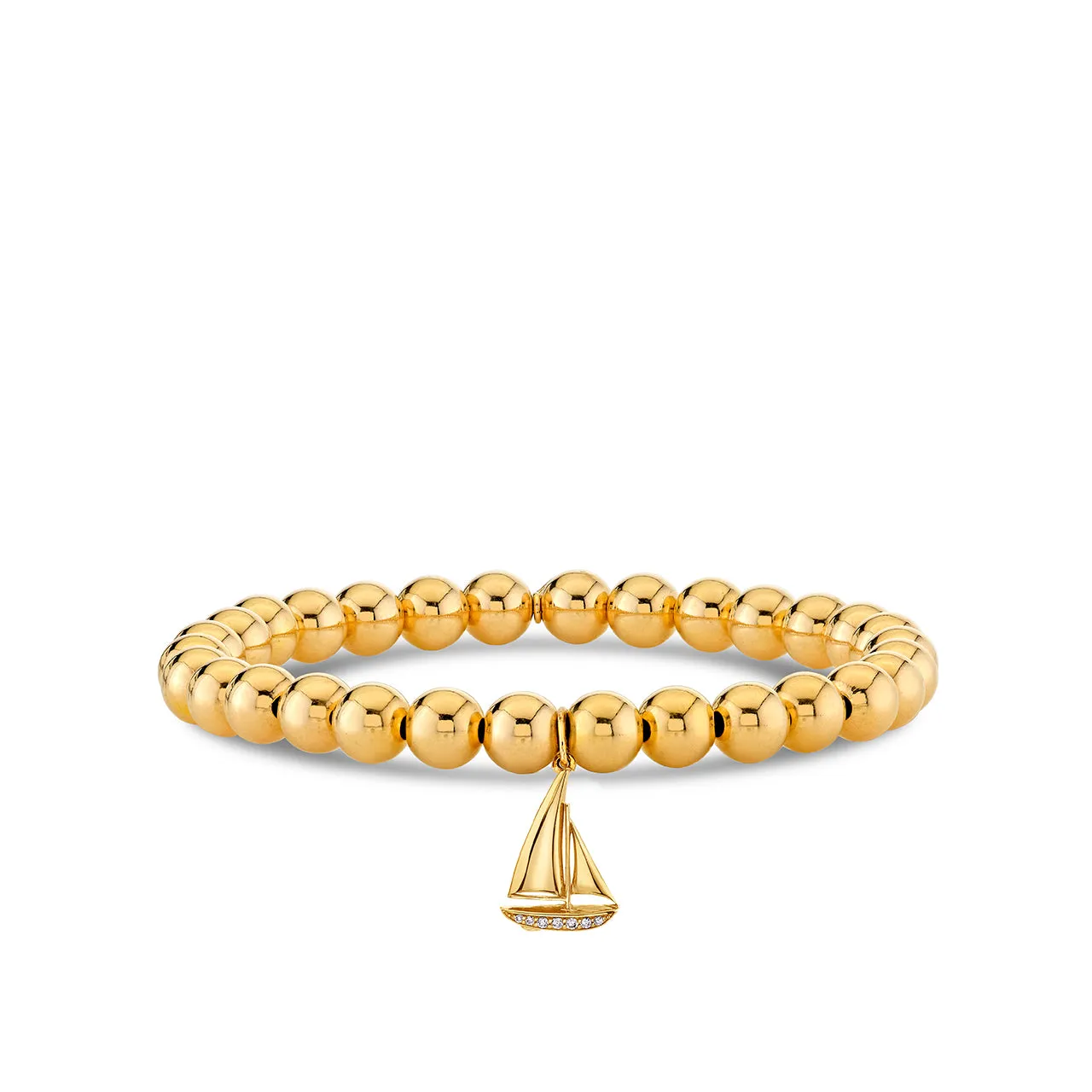 Gold & Diamond Sailboat on Gold Beads