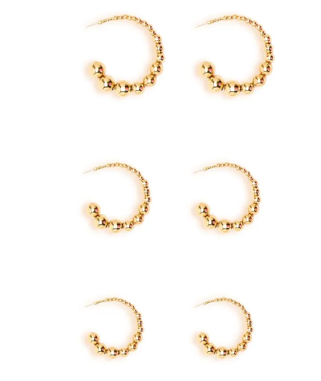 Gold Ball Hoop Earrings