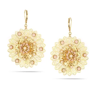 GOLD CREAM OPAL FLOWER DROP EARRINGS #233BG3601 (10E1)