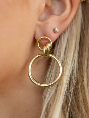 Gold Dipped Double Circle Earrings