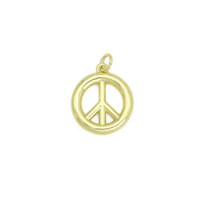 Gold Peace Sign Charm Pendant, Sku#L729
