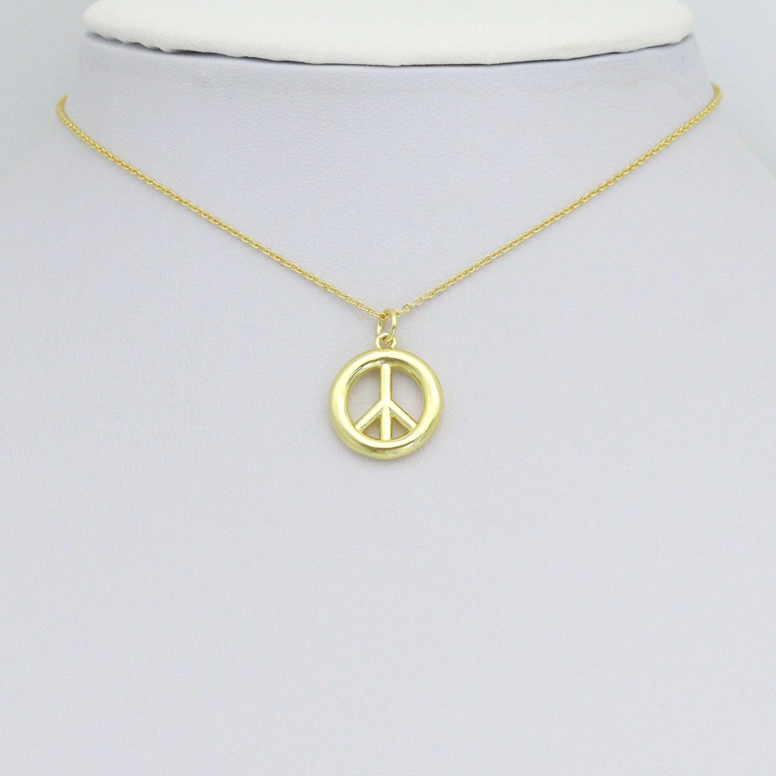 Gold Peace Sign Charm Pendant, Sku#L729