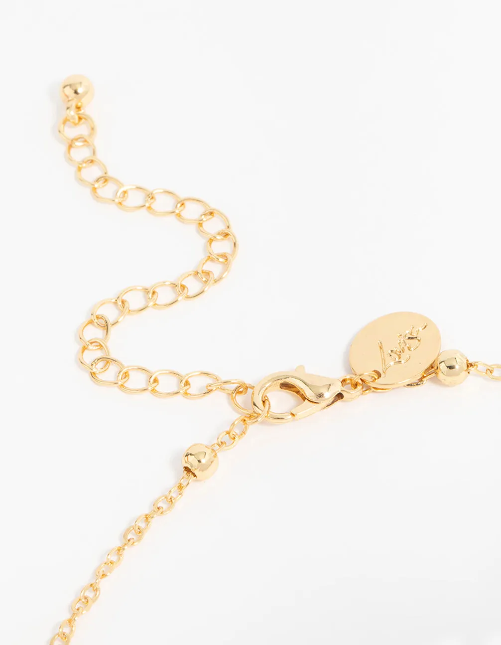 Gold Plated Green Semi Precious Ball Y-Necklace