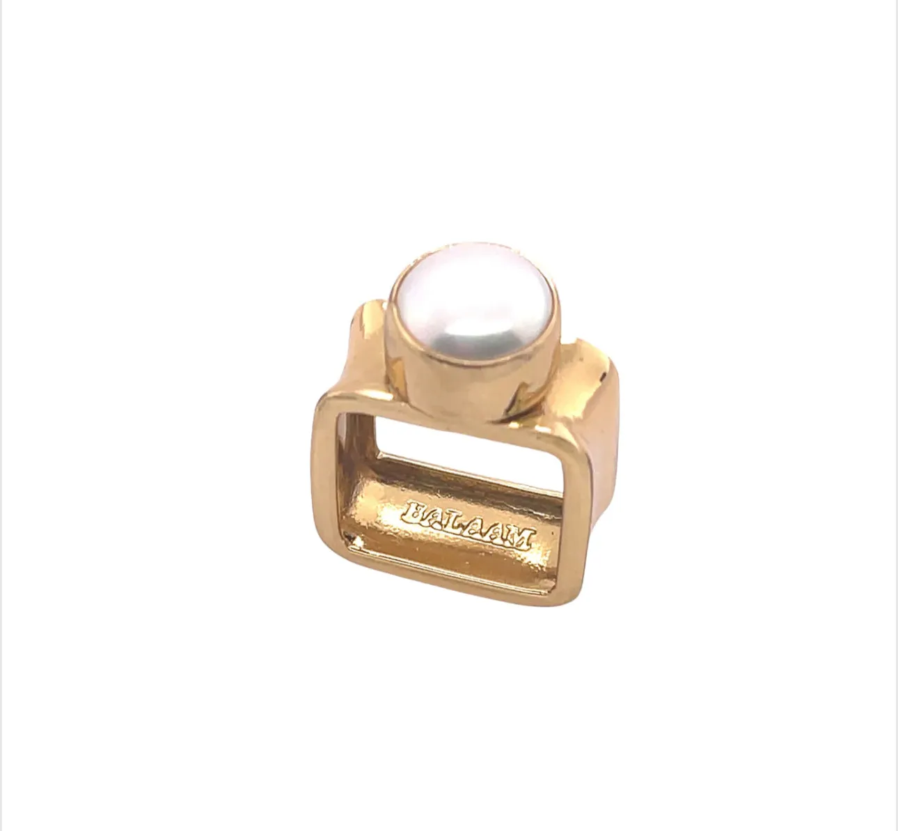 Gold Plated Square Ring with Bezel Set Fresh Water Pearl 120-1 | Erika Williner Designs