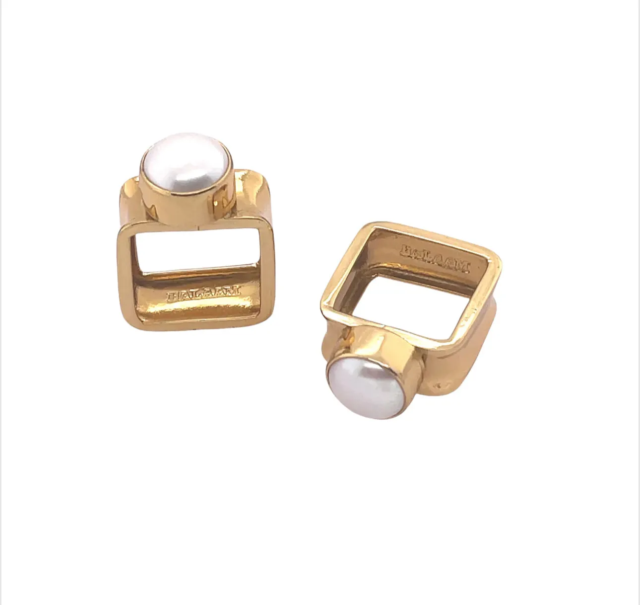 Gold Plated Square Ring with Bezel Set Fresh Water Pearl 120-1 | Erika Williner Designs