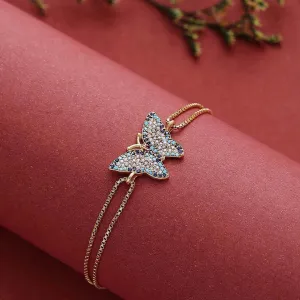 Gold plated Sterling Silver Cz Butterfly Bracelet for Women