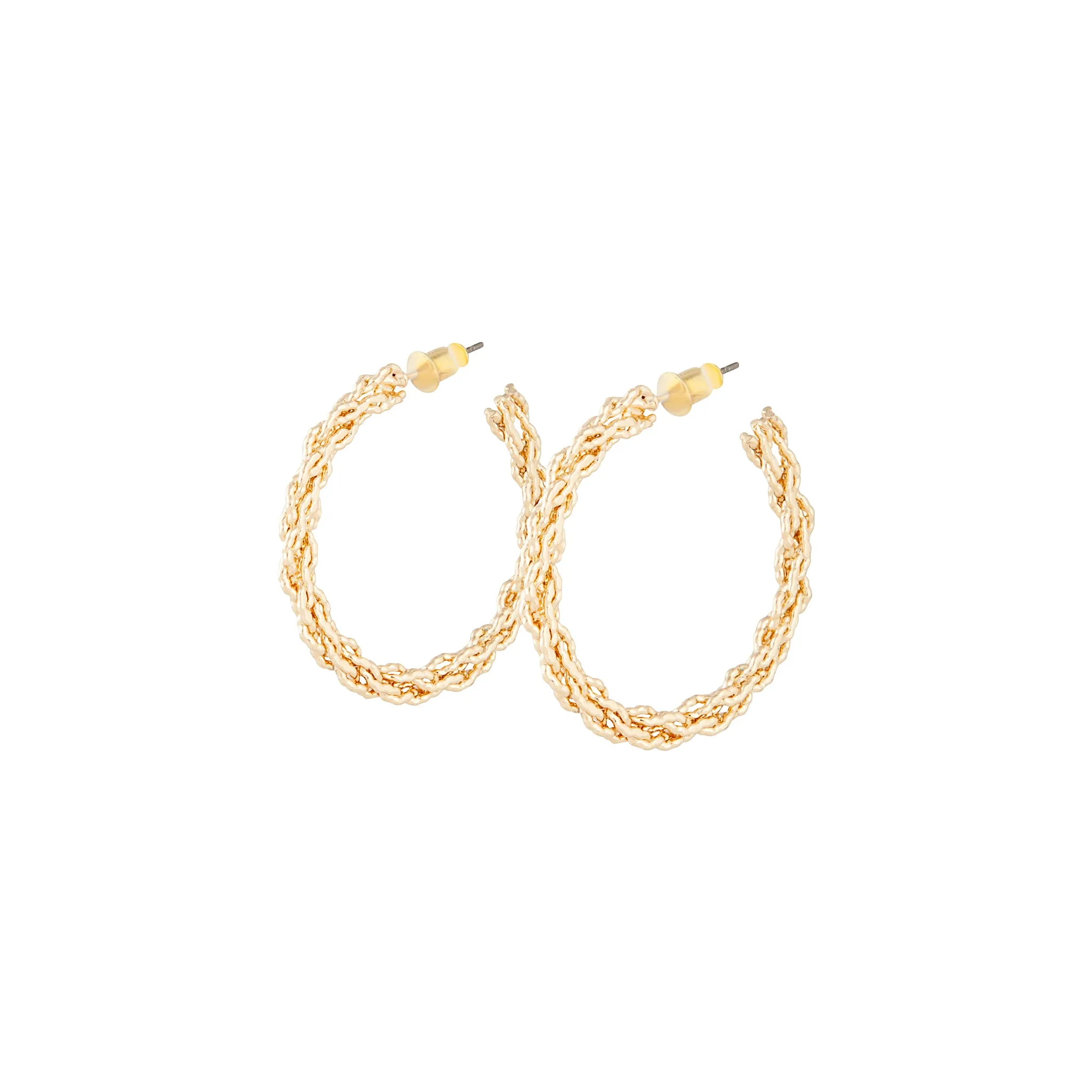 Gold Texture Twist Hoop Earrings