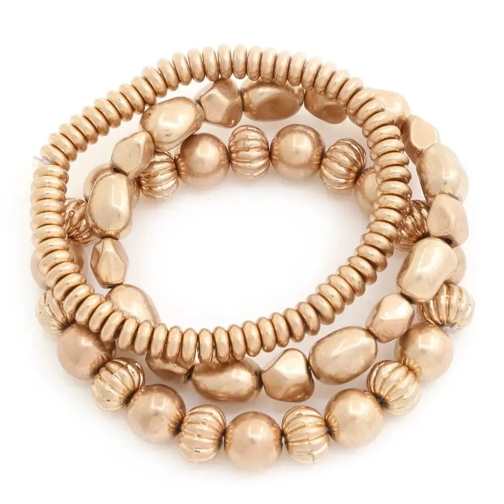 Golden Allure Beaded Bracelet Set: Classic Charm Meets Contemporary Elegance