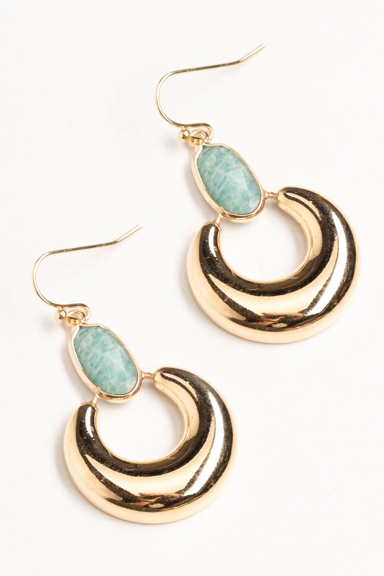Golden Amazonite Short Drop Earrings