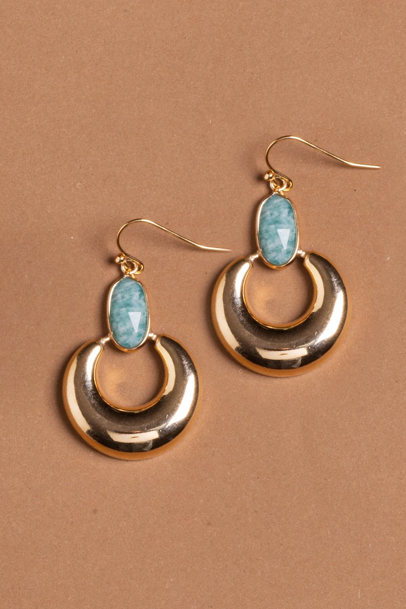 Golden Amazonite Short Drop Earrings
