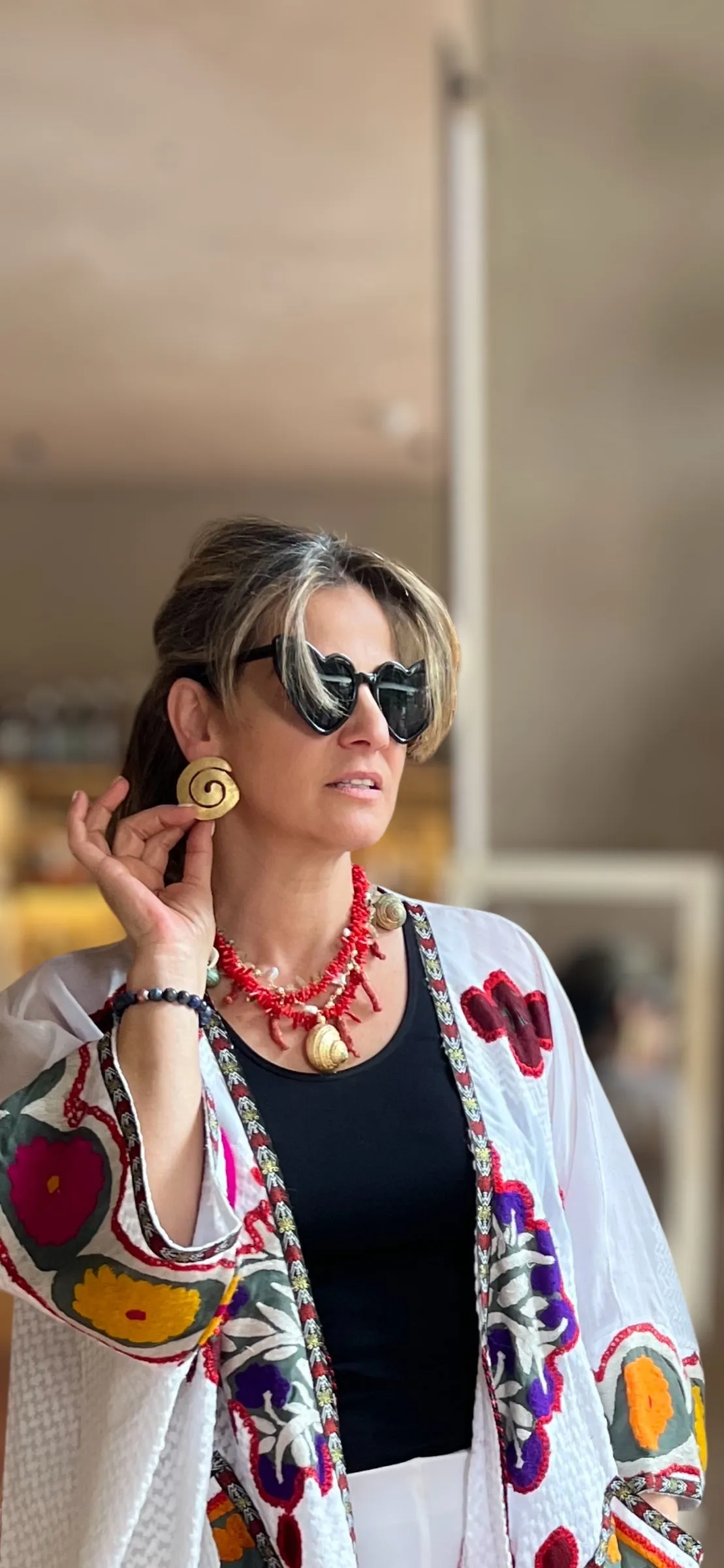 Golden Ripple Statement Earrings