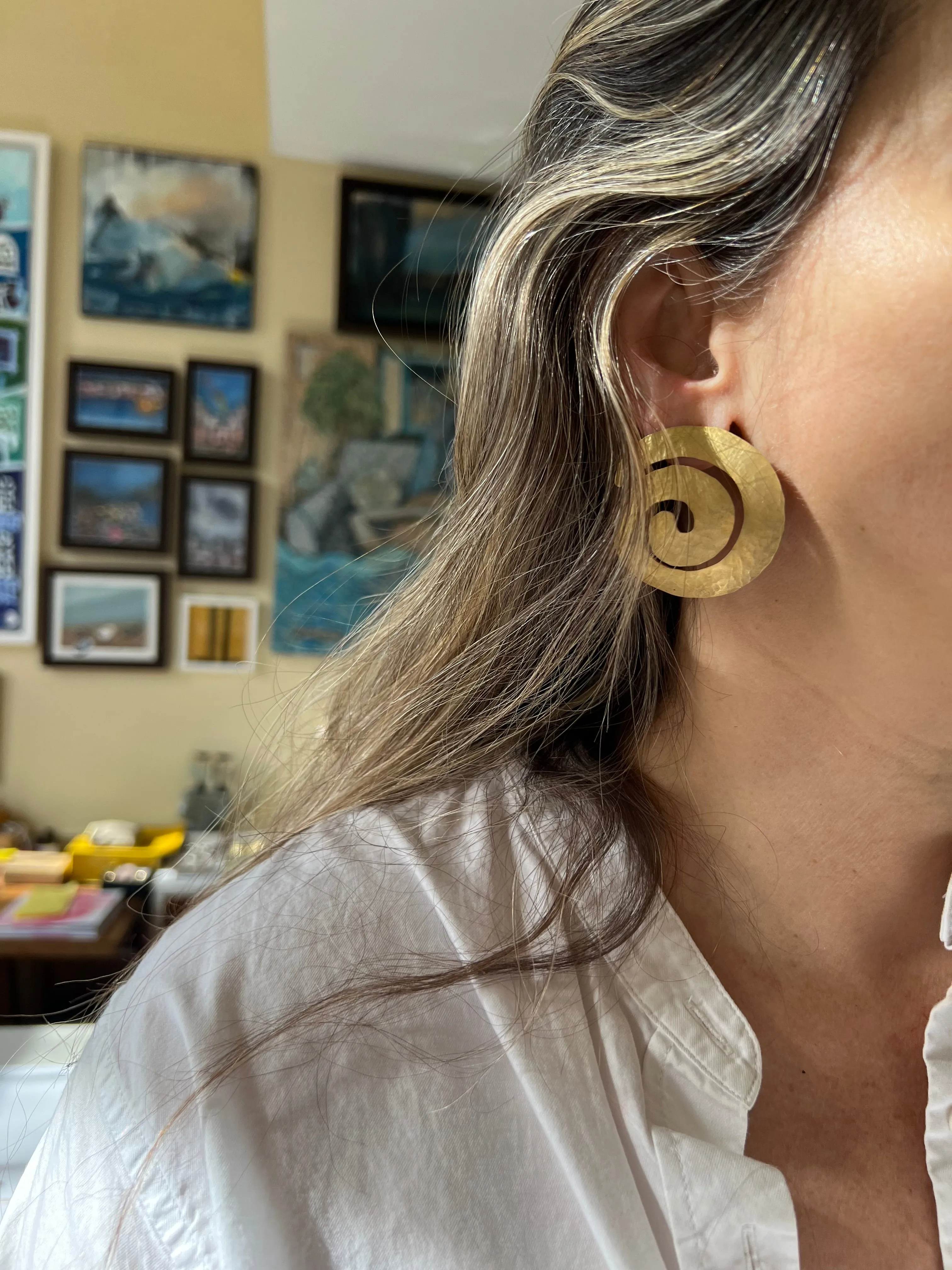Golden Ripple Statement Earrings