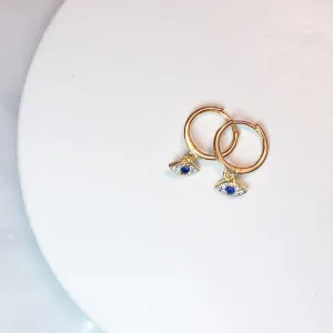 Good luck evil eye huggies (gold-plated over sterling silver or sterling silver earrings)
