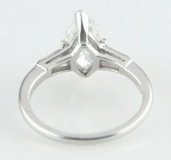Gorgeous Platinum 1.59 ct Marquise Solitaire Unity Band w/ Accents Size 5.75