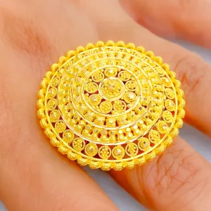 Graceful Contemporary Domed 22k Gold Statement Ring