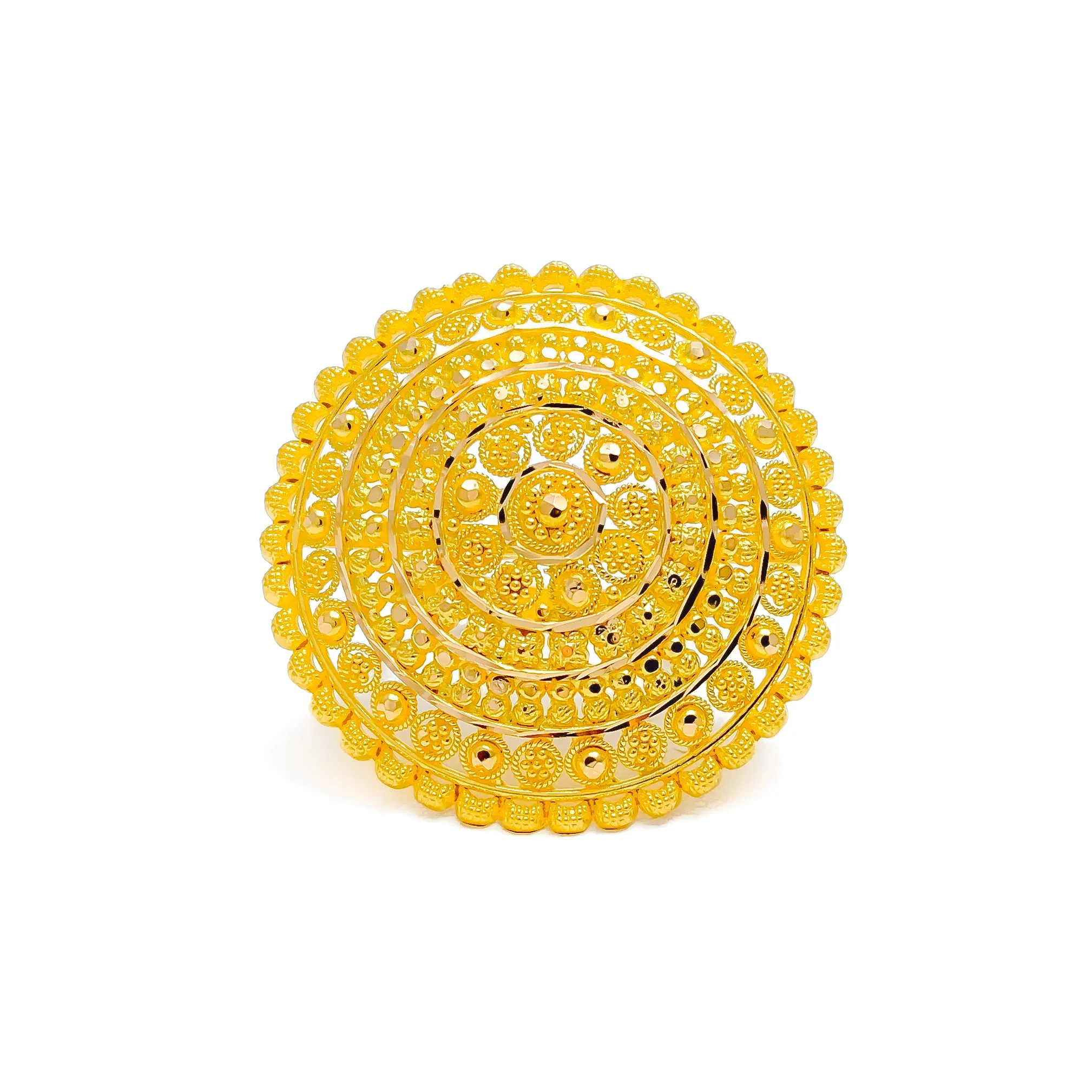 Graceful Contemporary Domed 22k Gold Statement Ring