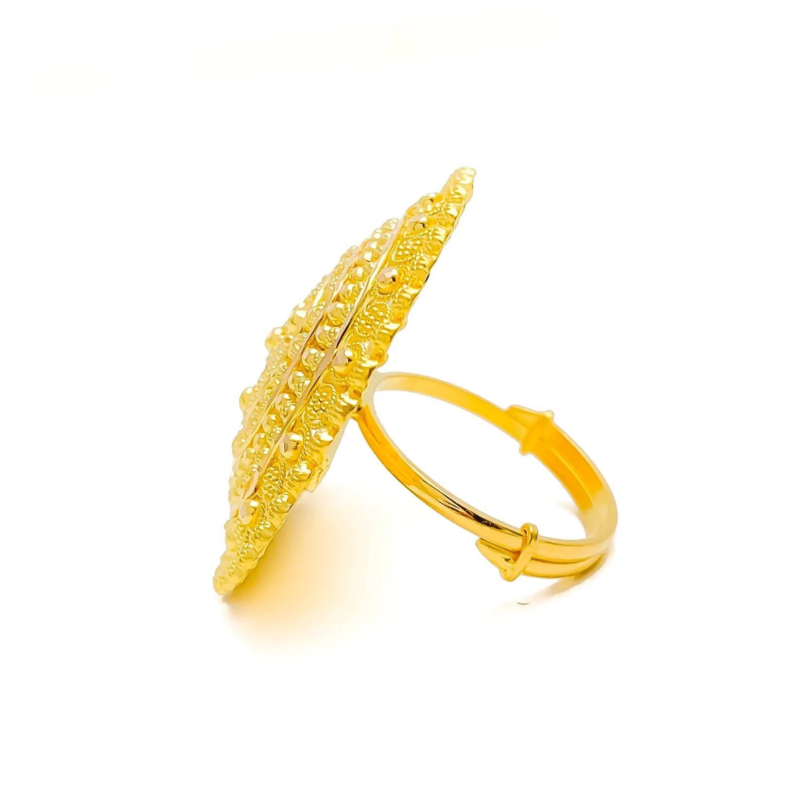 Graceful Contemporary Domed 22k Gold Statement Ring
