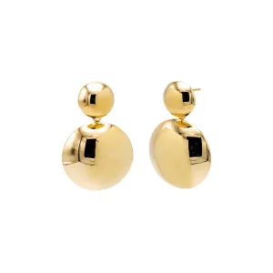 Graduated Double Ball Drop Stud Earring