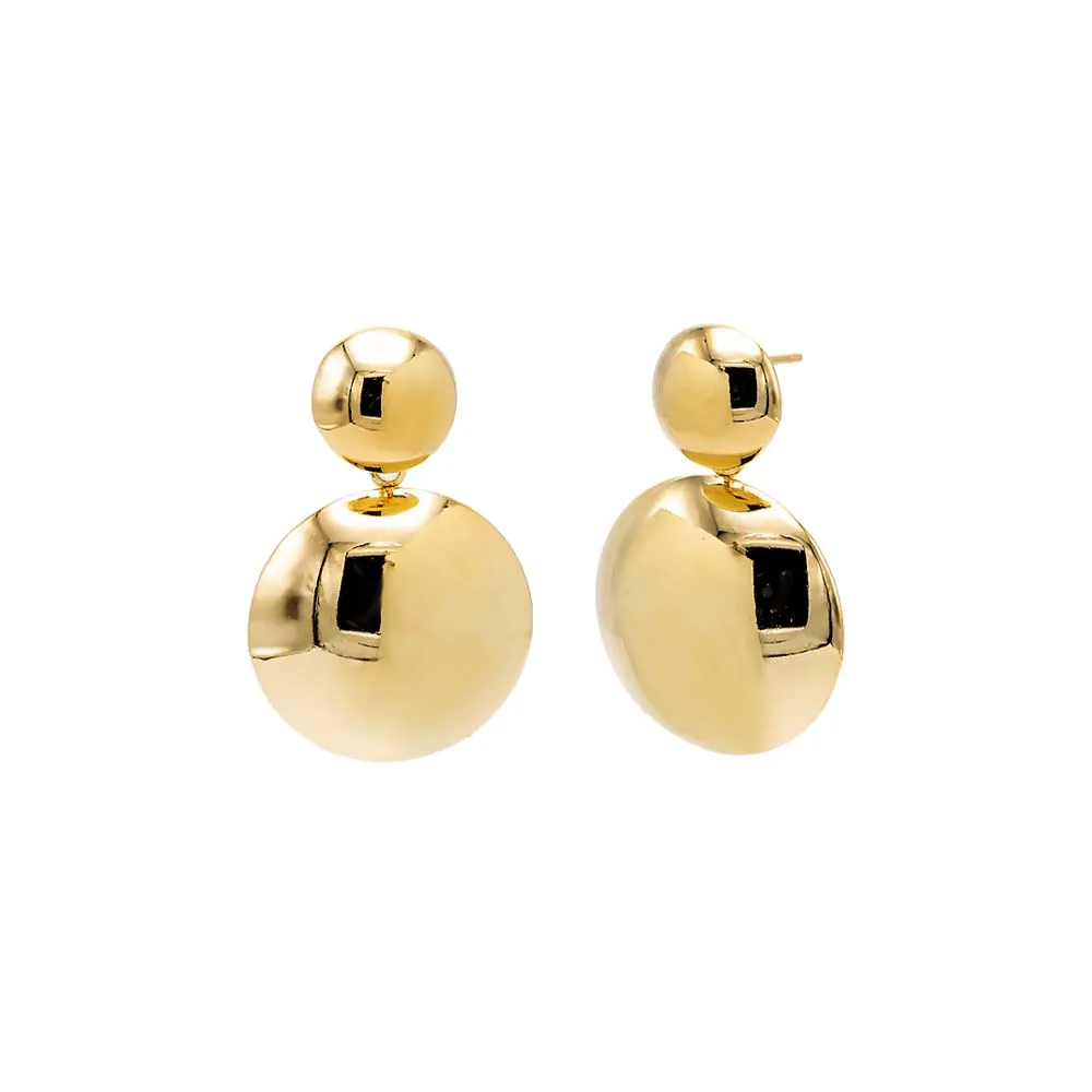 Graduated Double Ball Drop Stud Earring