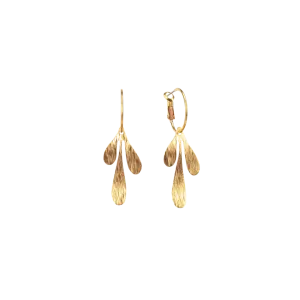 Graphic Leaf Charm Hoop Earrings