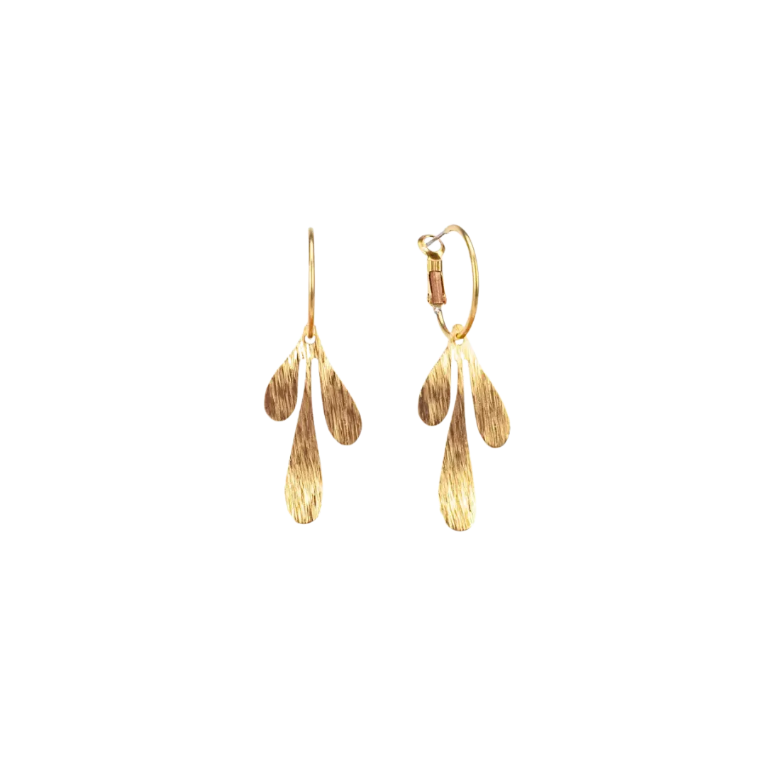 Graphic Leaf Charm Hoop Earrings