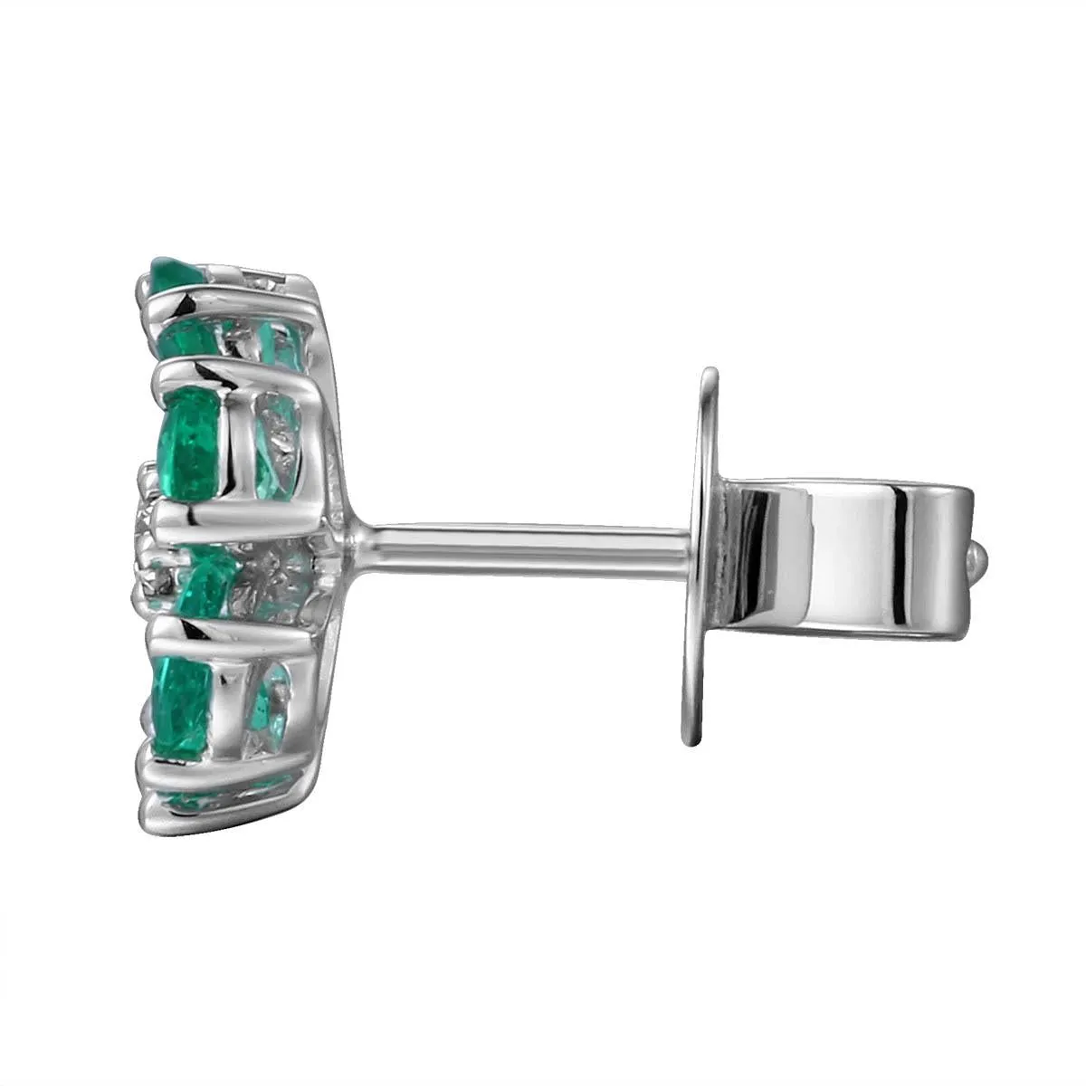 Green 2.00ct tw Emerald and Diamond Flower Earrings