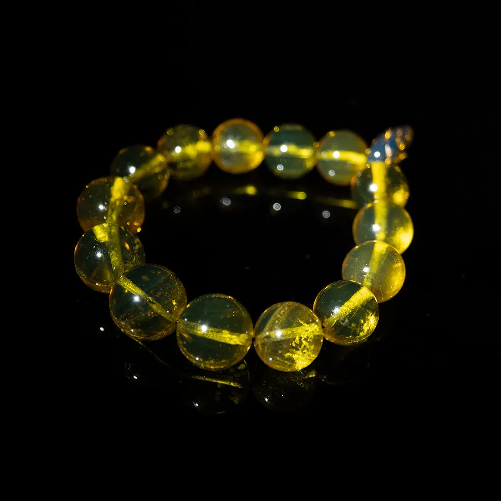 Green Amber Beaded Bracelet, 12mm-15mm Beads