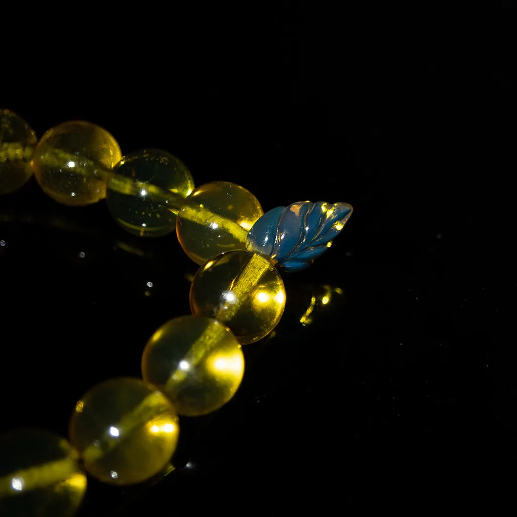Green Amber Beaded Bracelet, 12mm-15mm Beads