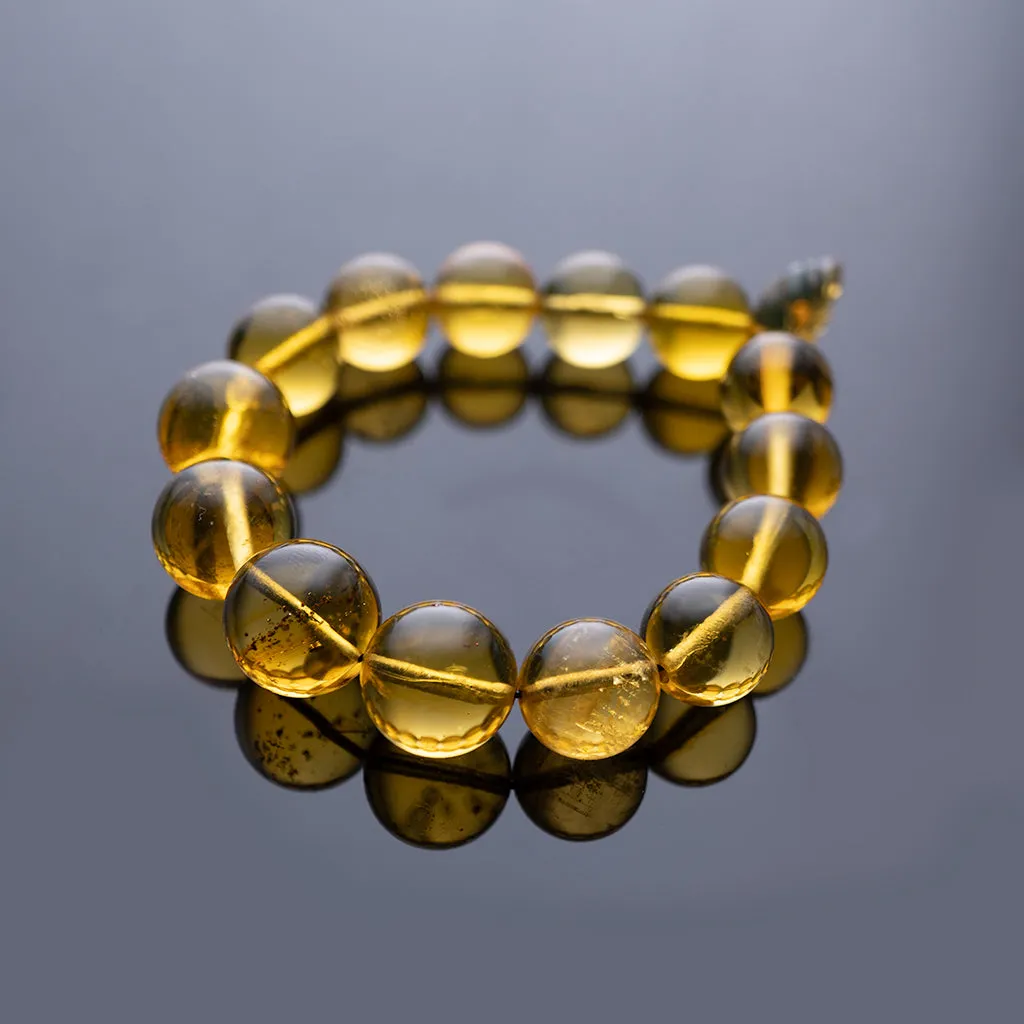 Green Amber Beaded Bracelet, 12mm-15mm Beads