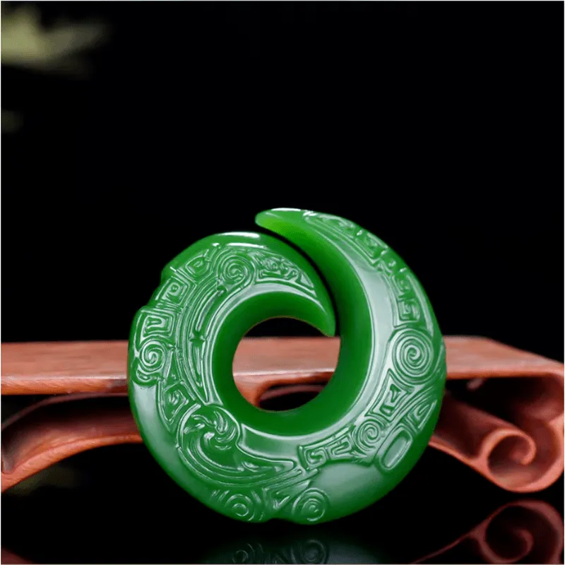 Green Jade Dragon Pendant Necklace