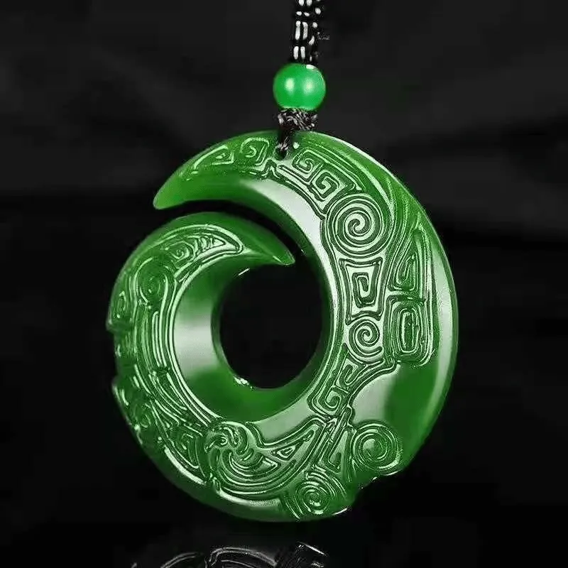 Green Jade Dragon Pendant Necklace