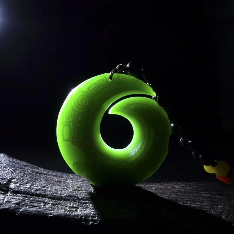 Green Jade Dragon Pendant Necklace